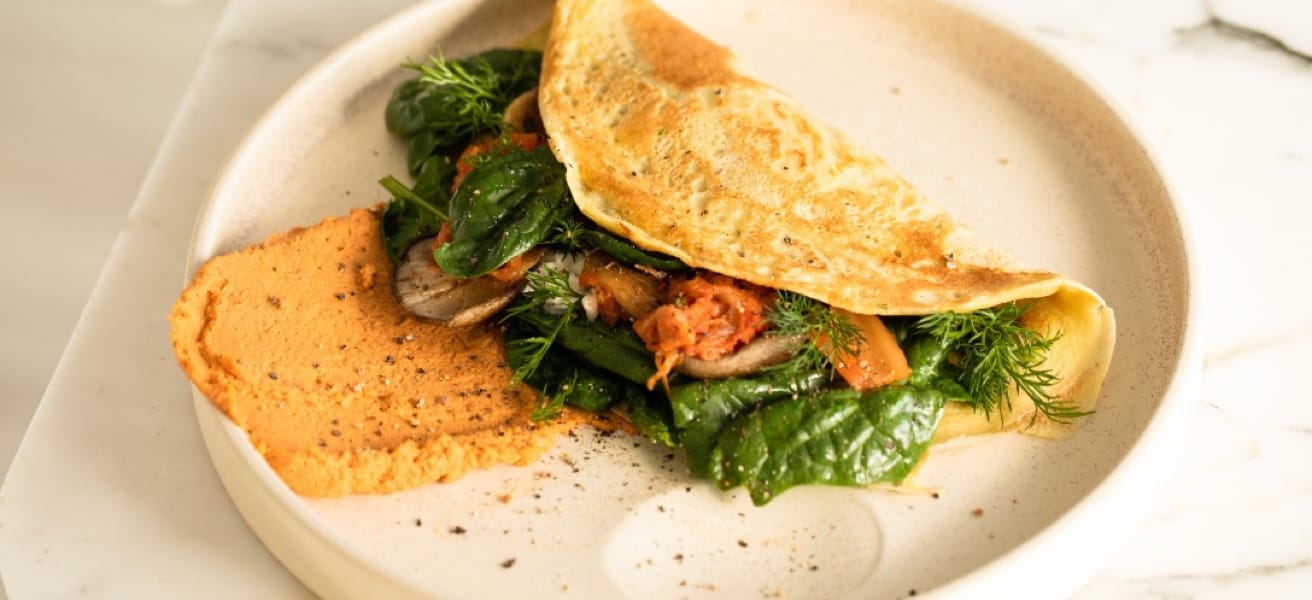 a plate with a omelette